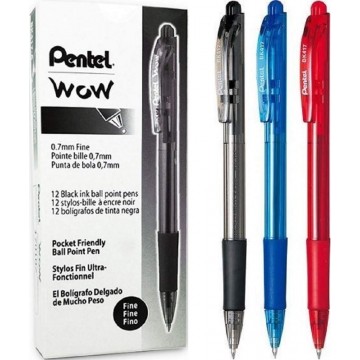 Pentel Wow Ballpoint Pen 0.7mm Retractable 12'S
