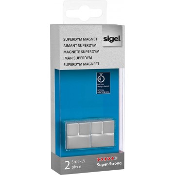 Sigel SuperDym Glass Board Magnet (2 x 2 x 2cm) 2'S Super-Strong