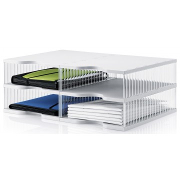 Styropost Duo-Tower Sorting Station 4 Compartments Grey/Clear