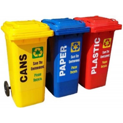 Mobile Waste Bin w/Recycle Label (470 x 540 x 940mm) 120L