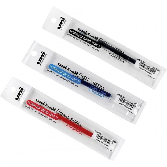 Uni-Ball Signo UMN-207: 6 Ricariche Gel 0.7mm - Inchiostro Nero Anti Frode